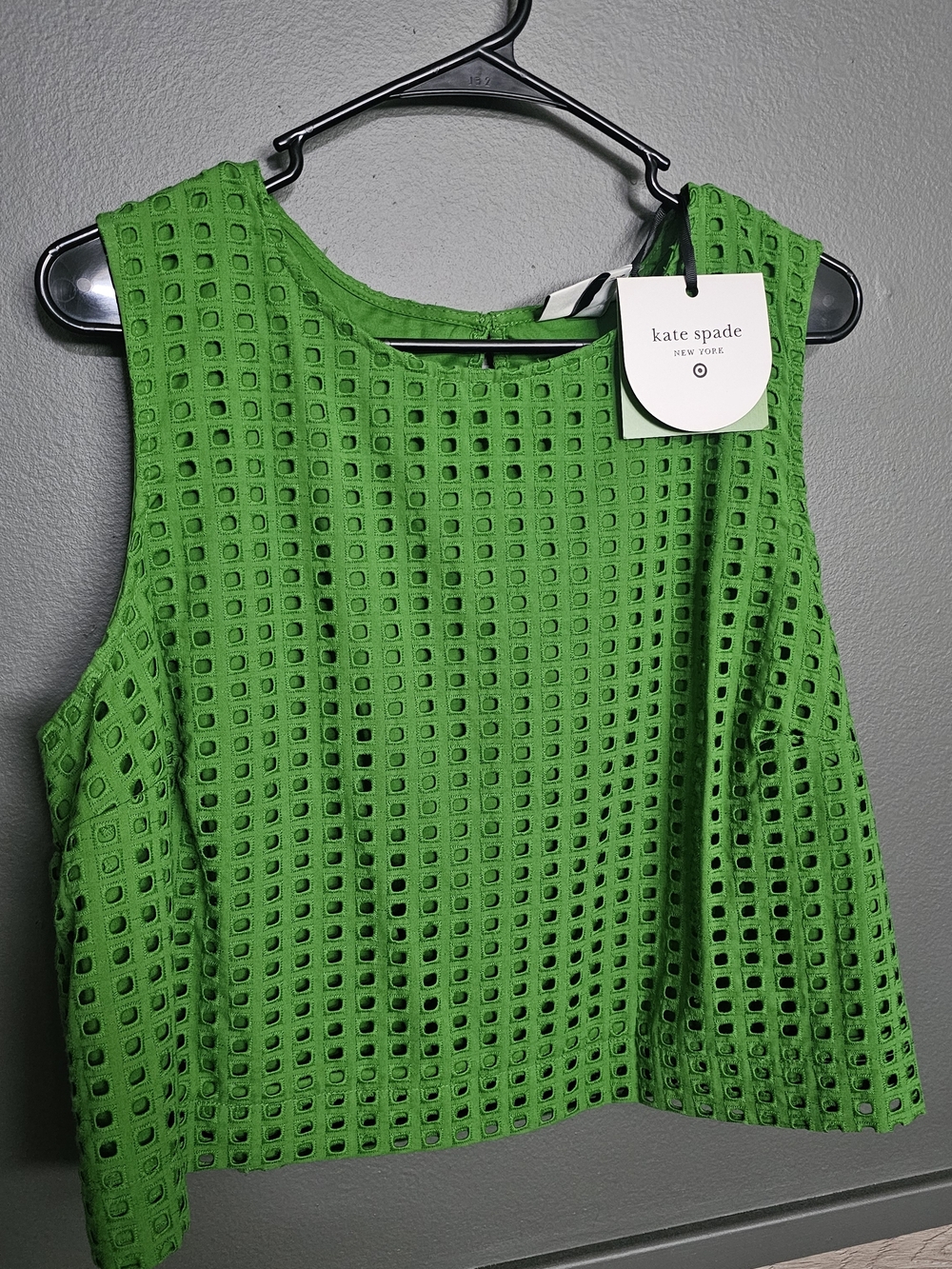 kate spade Bright Green Eyelet Square-Cut Crop Top